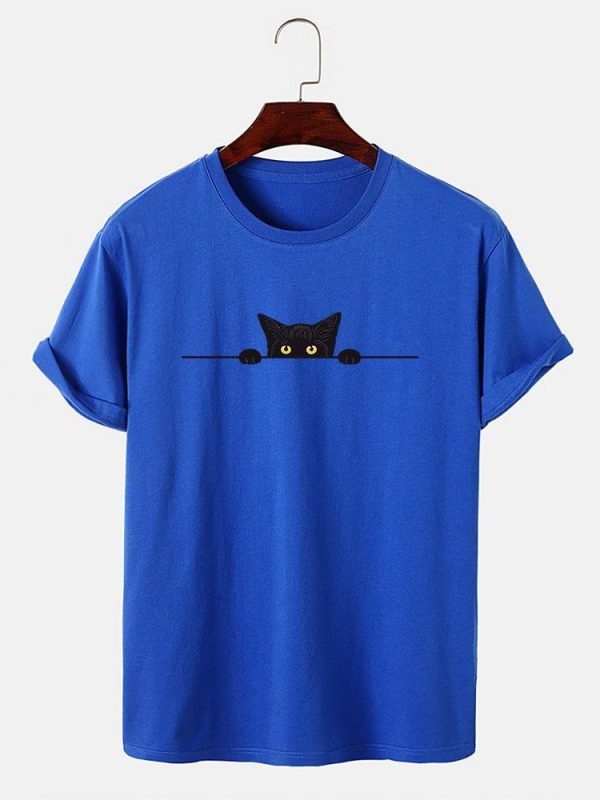 Guus | Black cat print T-shirt - Afbeelding 7