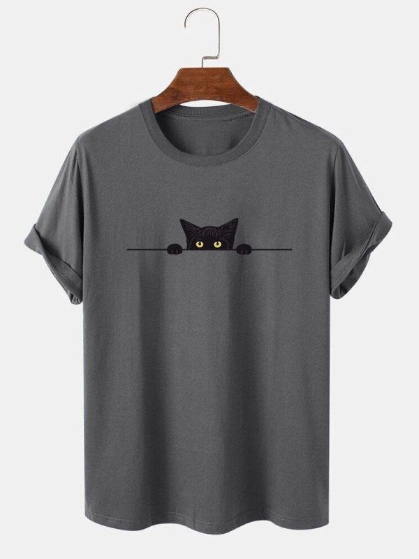 Guus | Black cat print T-shirt - Afbeelding 4