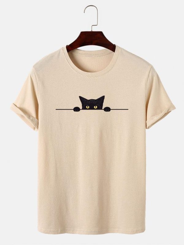 Guus | Black cat print T-shirt - Afbeelding 2