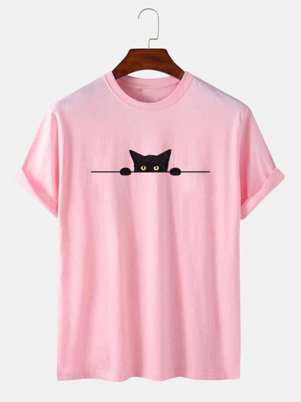 Guus | Black cat print T-shirt - Afbeelding 3