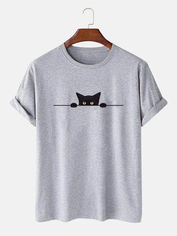 Guus | Black cat print T-shirt - Afbeelding 5