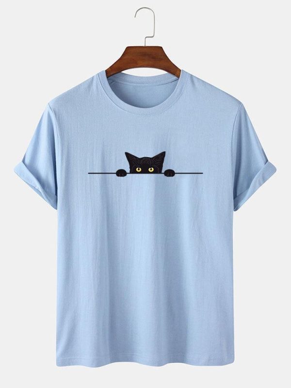 Guus | Black cat print T-shirt - Afbeelding 6
