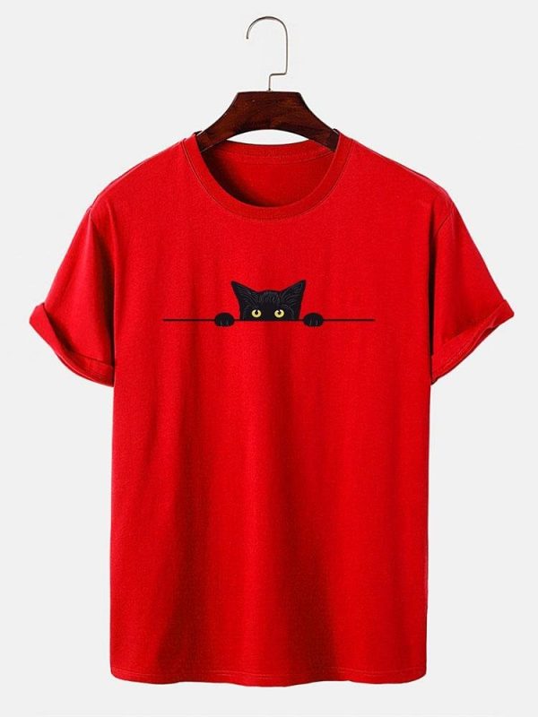 Guus | Black cat print T-shirt - Afbeelding 8