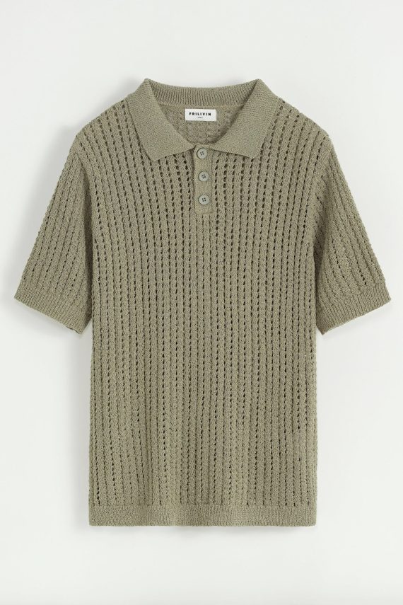 Effen poloshirt met korte mouwen en gaten