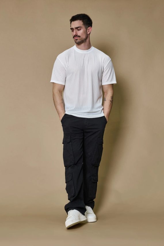 Oversized effen gestreept T-shirt