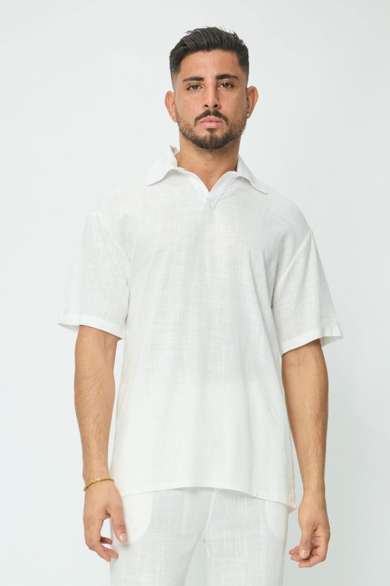 Poloshirt met linneneffect