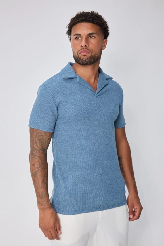 Effen poloshirt met V-hals en manchetten