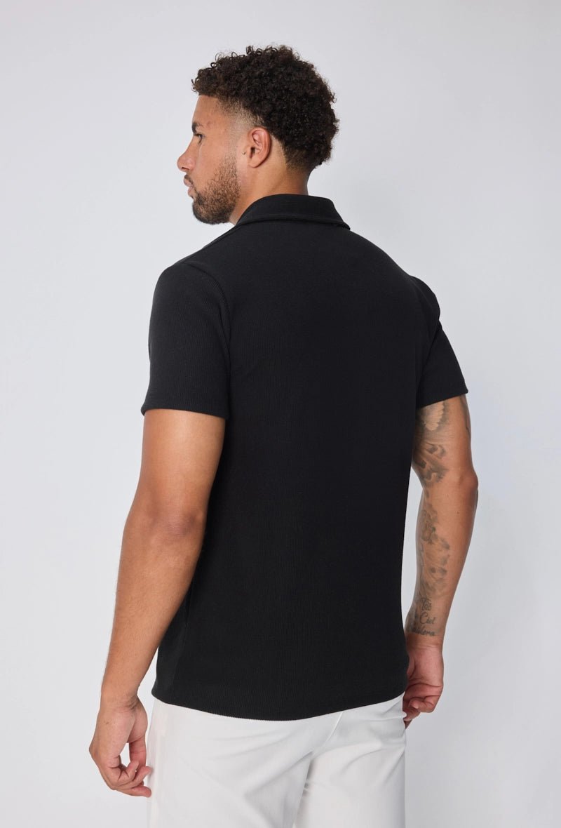 Effen poloshirt met V-hals en manchetten - Afbeelding 3