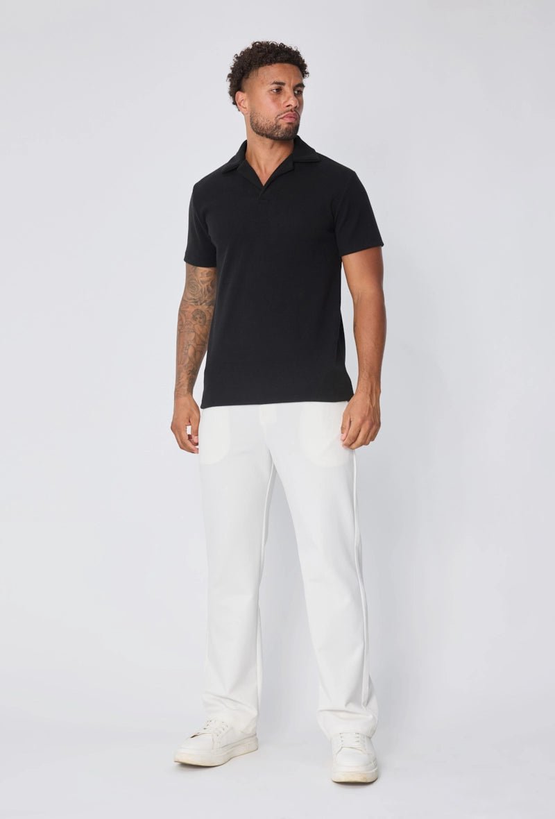 Effen poloshirt met V-hals en manchetten - Afbeelding 4