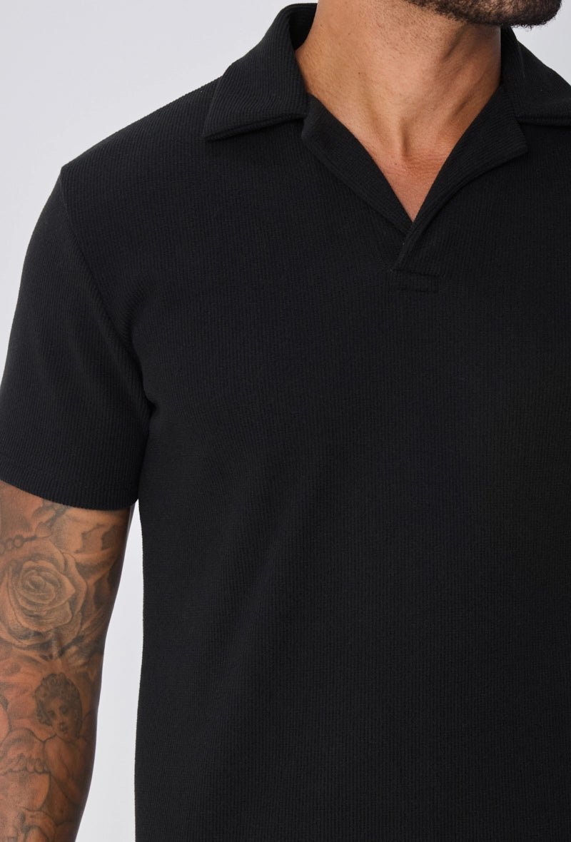 Effen poloshirt met V-hals en manchetten - Afbeelding 2