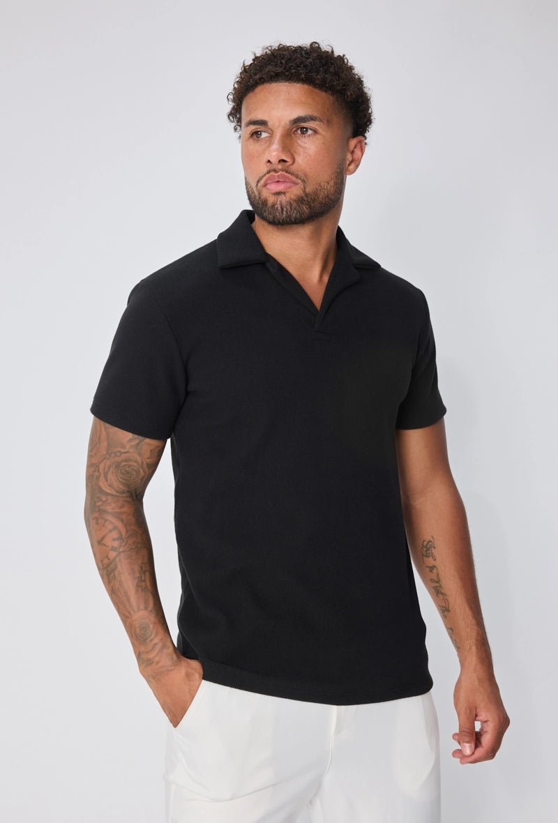 Effen poloshirt met V-hals en manchetten - Afbeelding 6