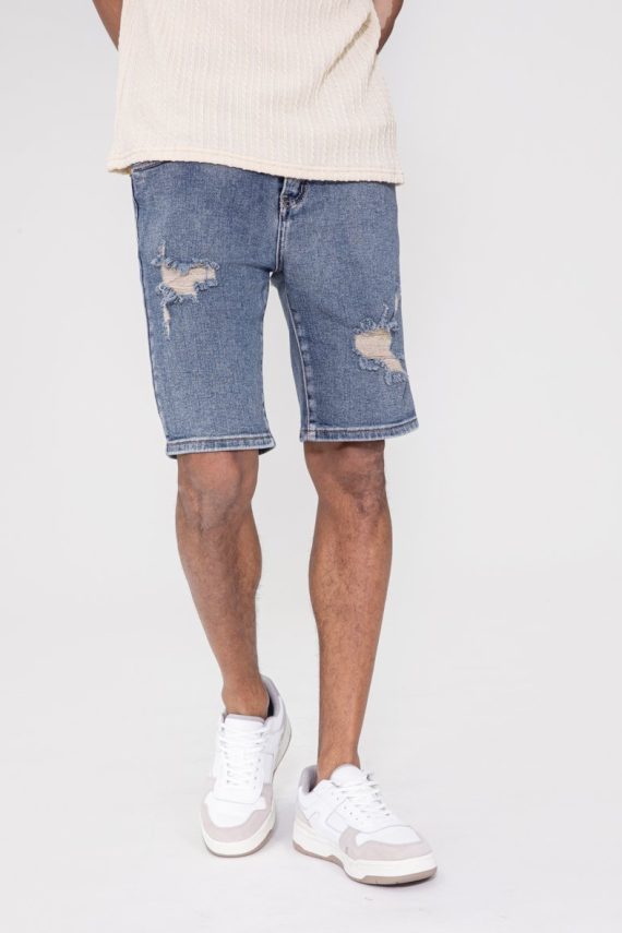 Gescheurde stretch denim shorts
