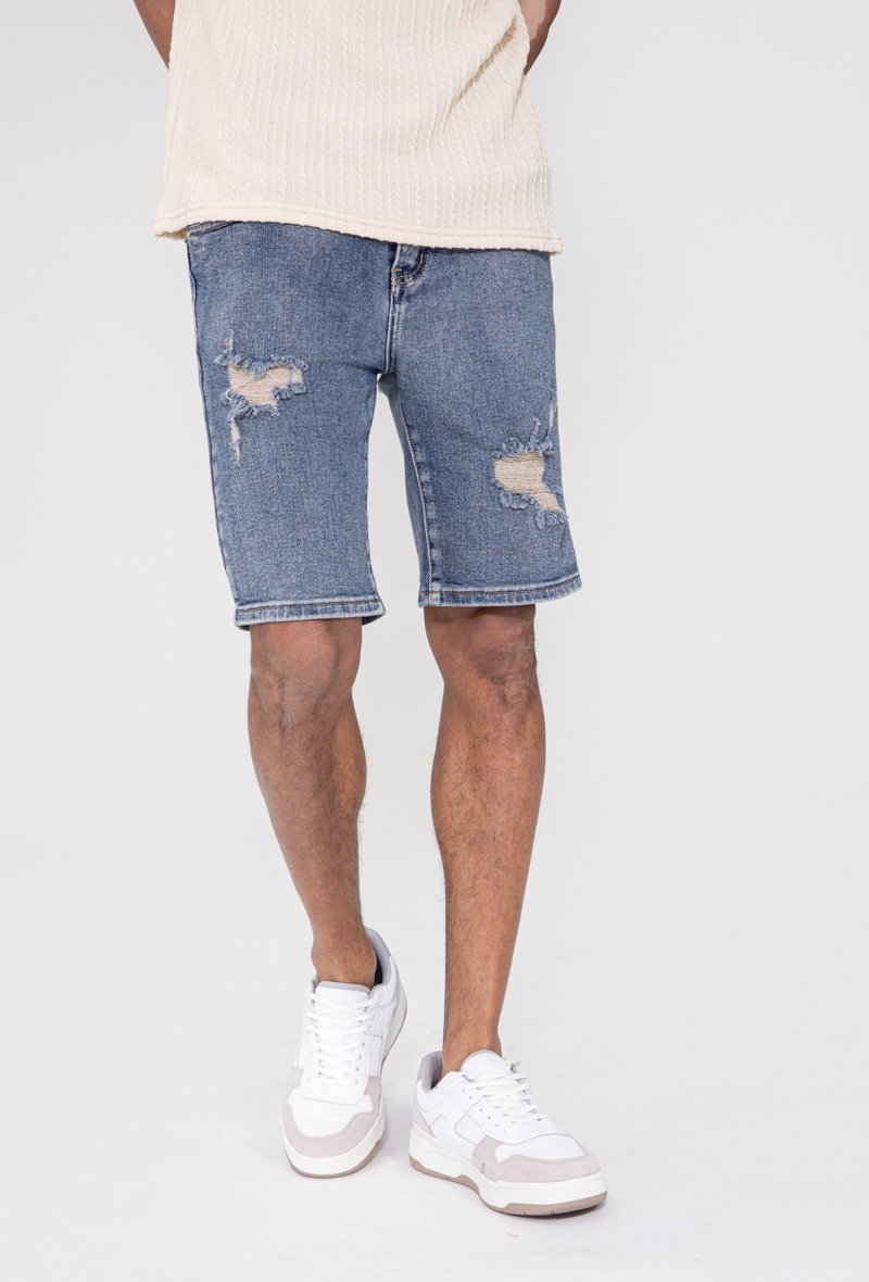 Gescheurde stretch denim shorts