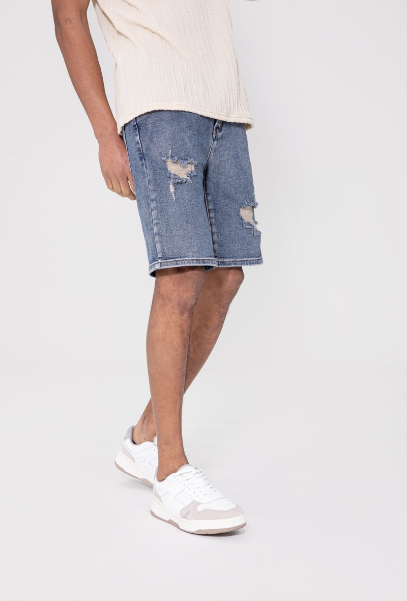 Gescheurde stretch denim shorts - Afbeelding 2