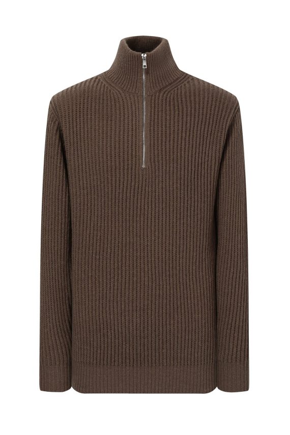 Gebreide truien met opstaande kraag met rits