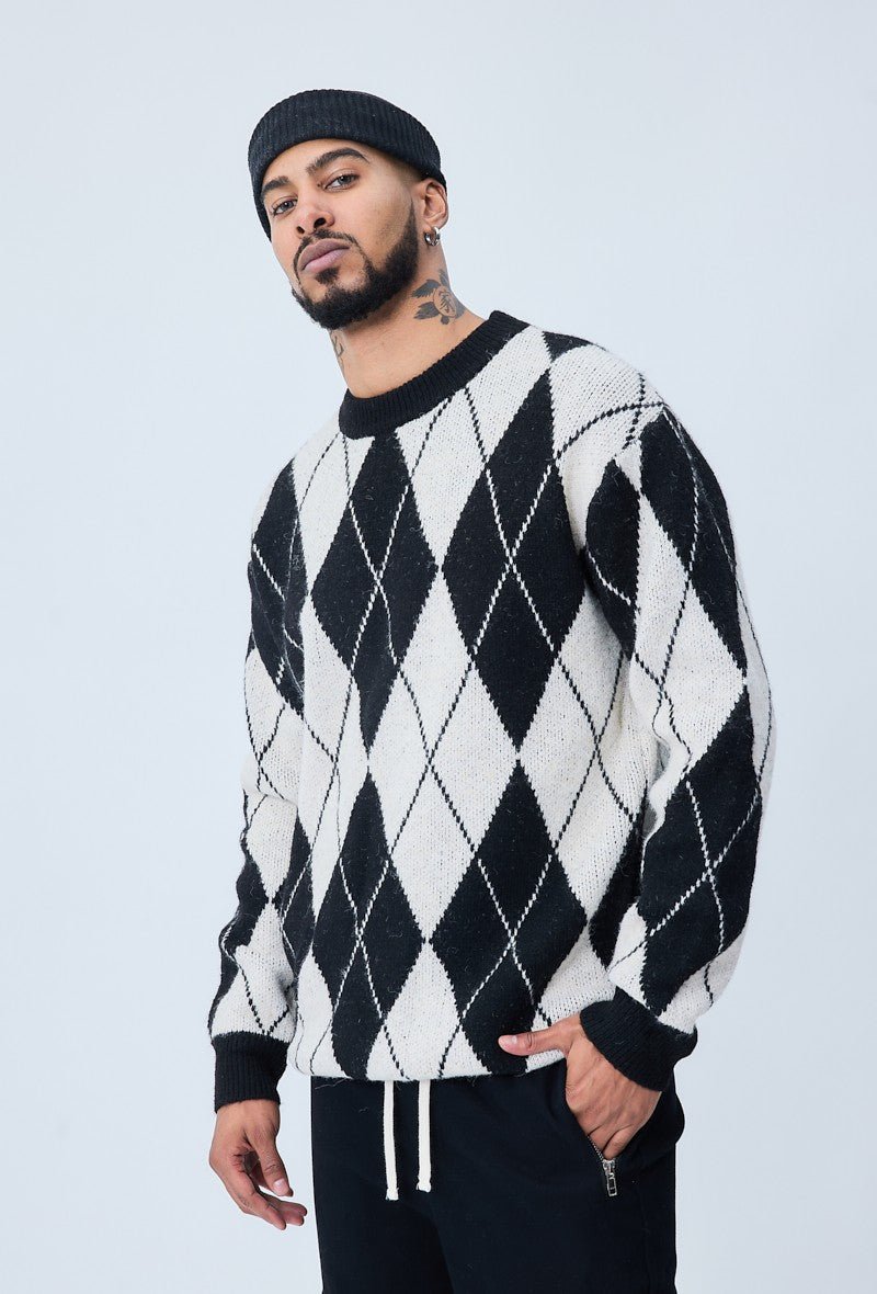 Gebreide trui met ruitpatroon - Afbeelding 4