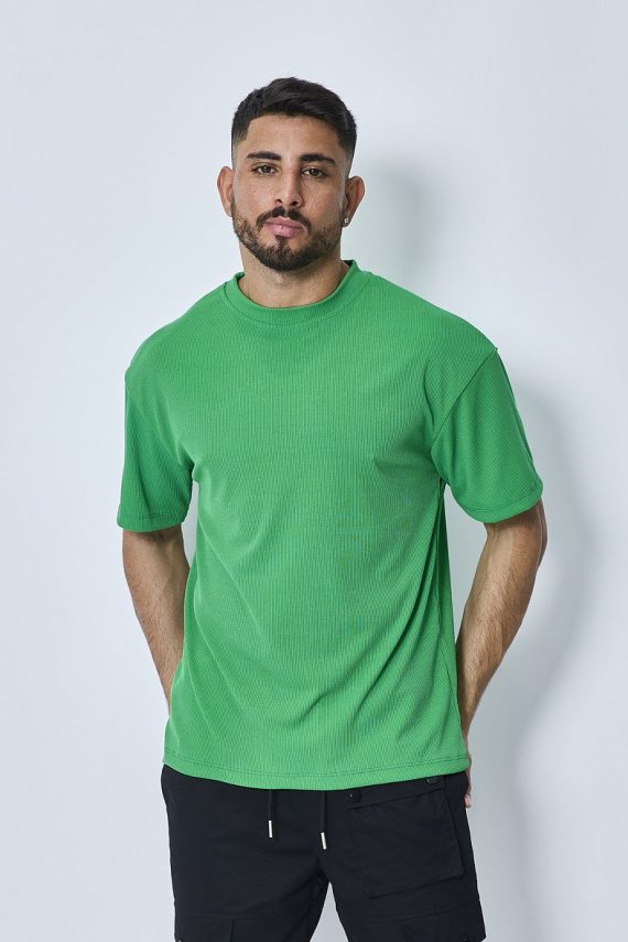 Oversized effen geribbeld T-shirt