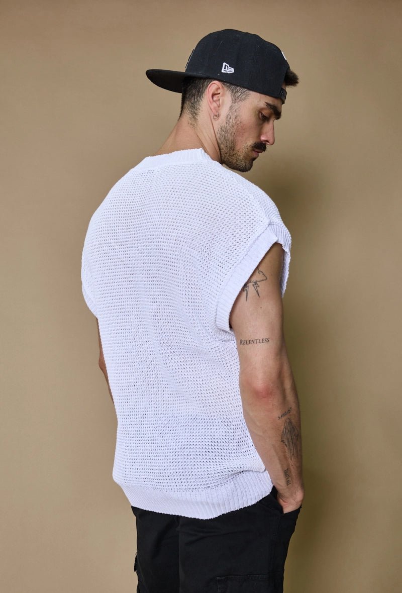 Effen mouwloze gebreide trui - Afbeelding 3