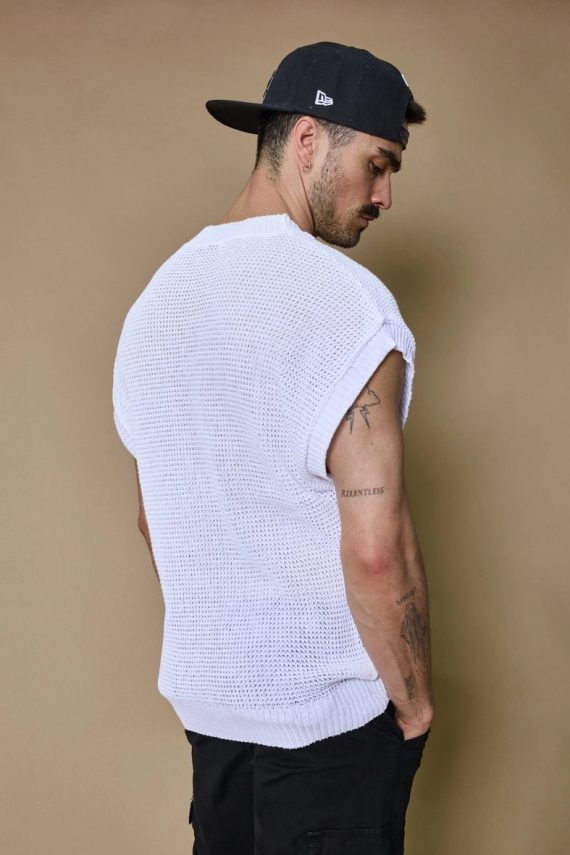 Effen mouwloze gebreide trui