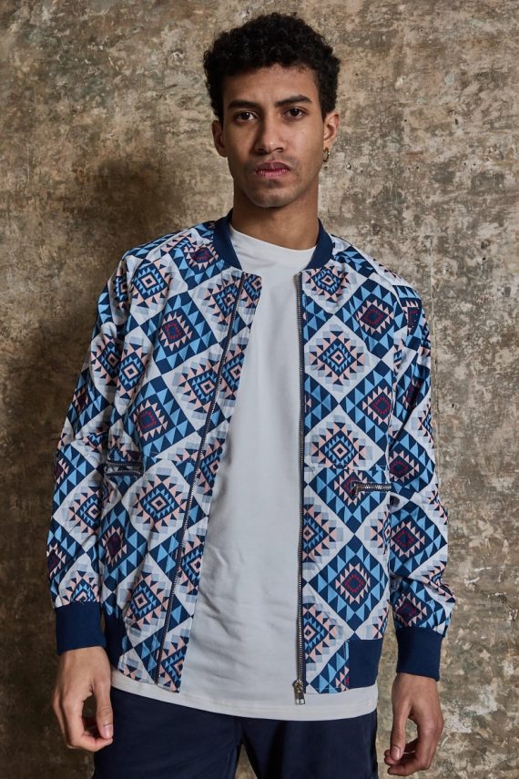 Fijn bomberjack met geometrische patronen