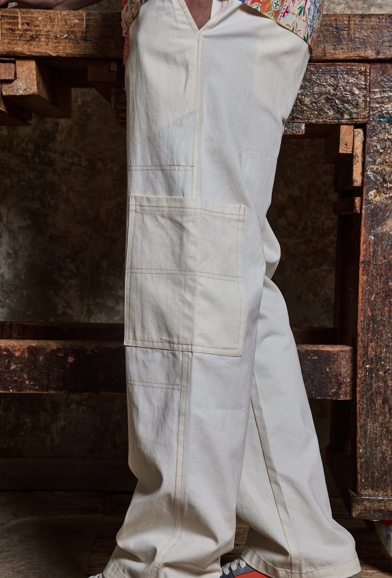 Effen doorgestikte broek