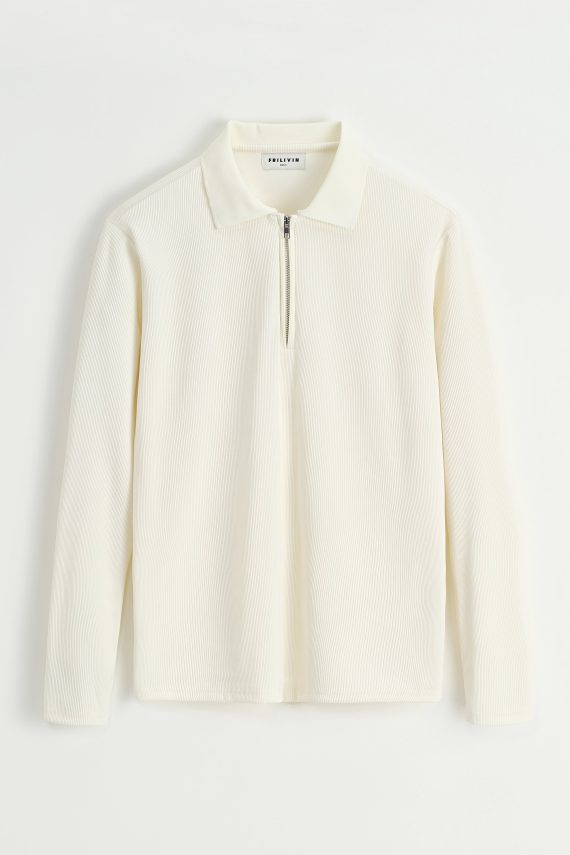 Poloshirt met lange mouwen en kraag met rits