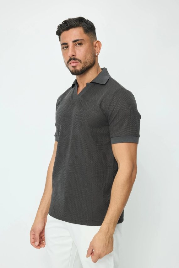 Poloshirt met gebreid effect