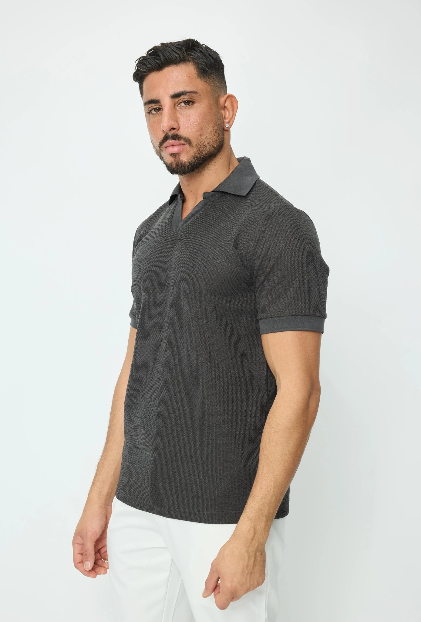 Poloshirt met gebreid effect