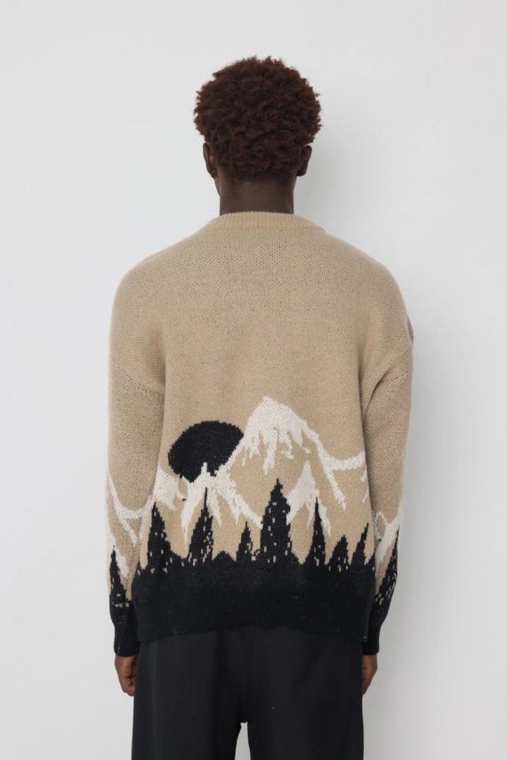 Trui met ronde hals en netpatroon in de bergen