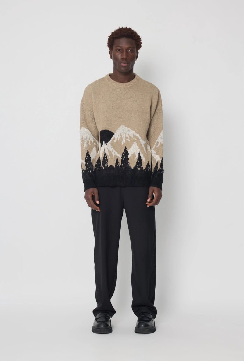 Trui met ronde hals en netpatroon in de bergen - Afbeelding 4