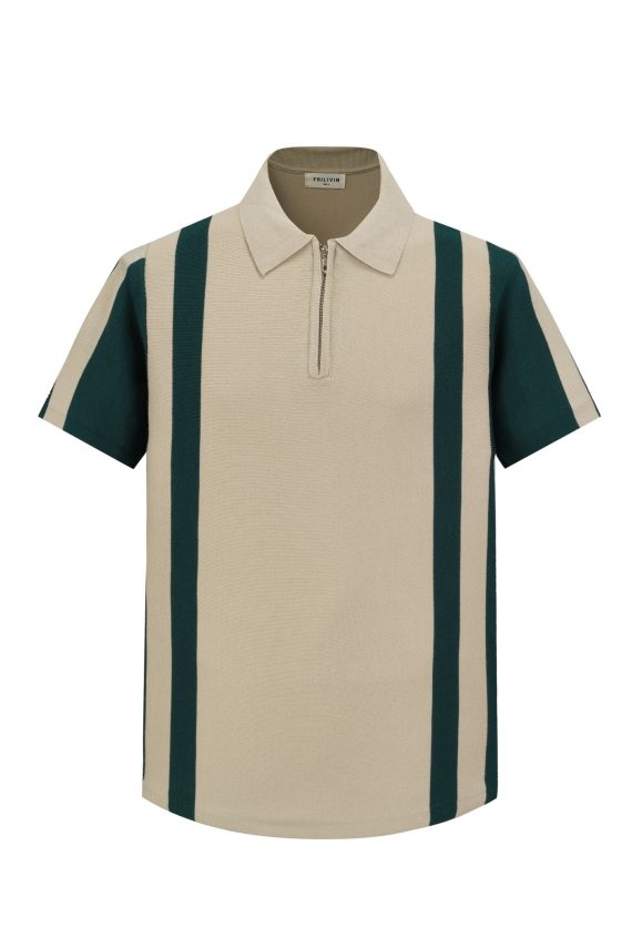 Poloshirt met ritssluiting en contrasterende strepen