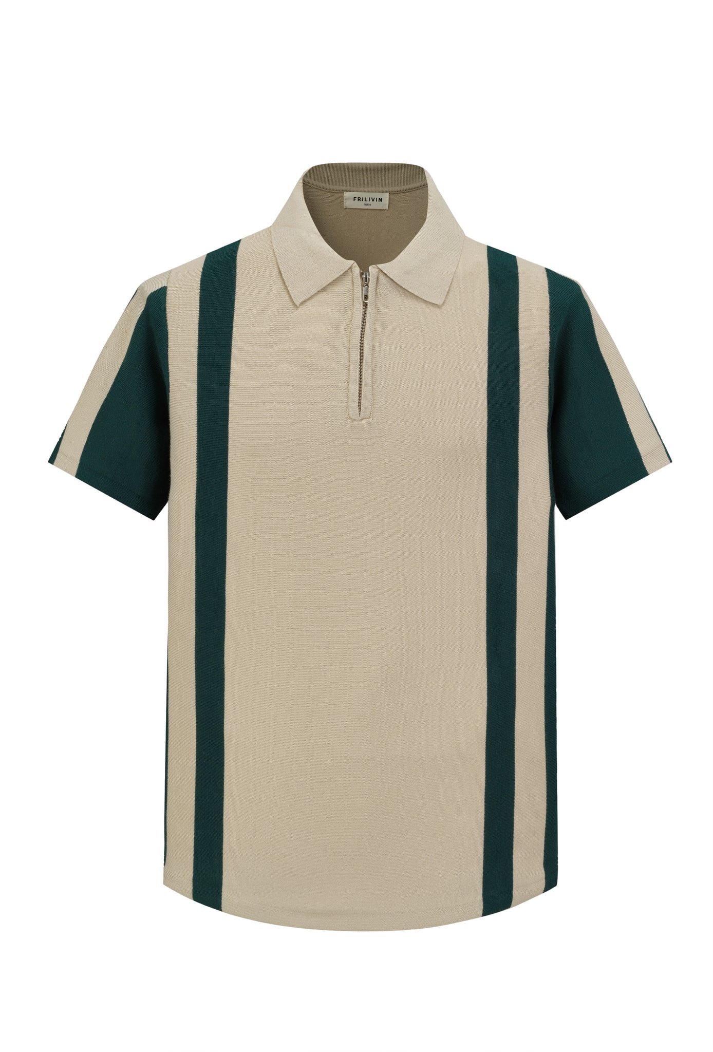 Poloshirt met ritssluiting en contrasterende strepen