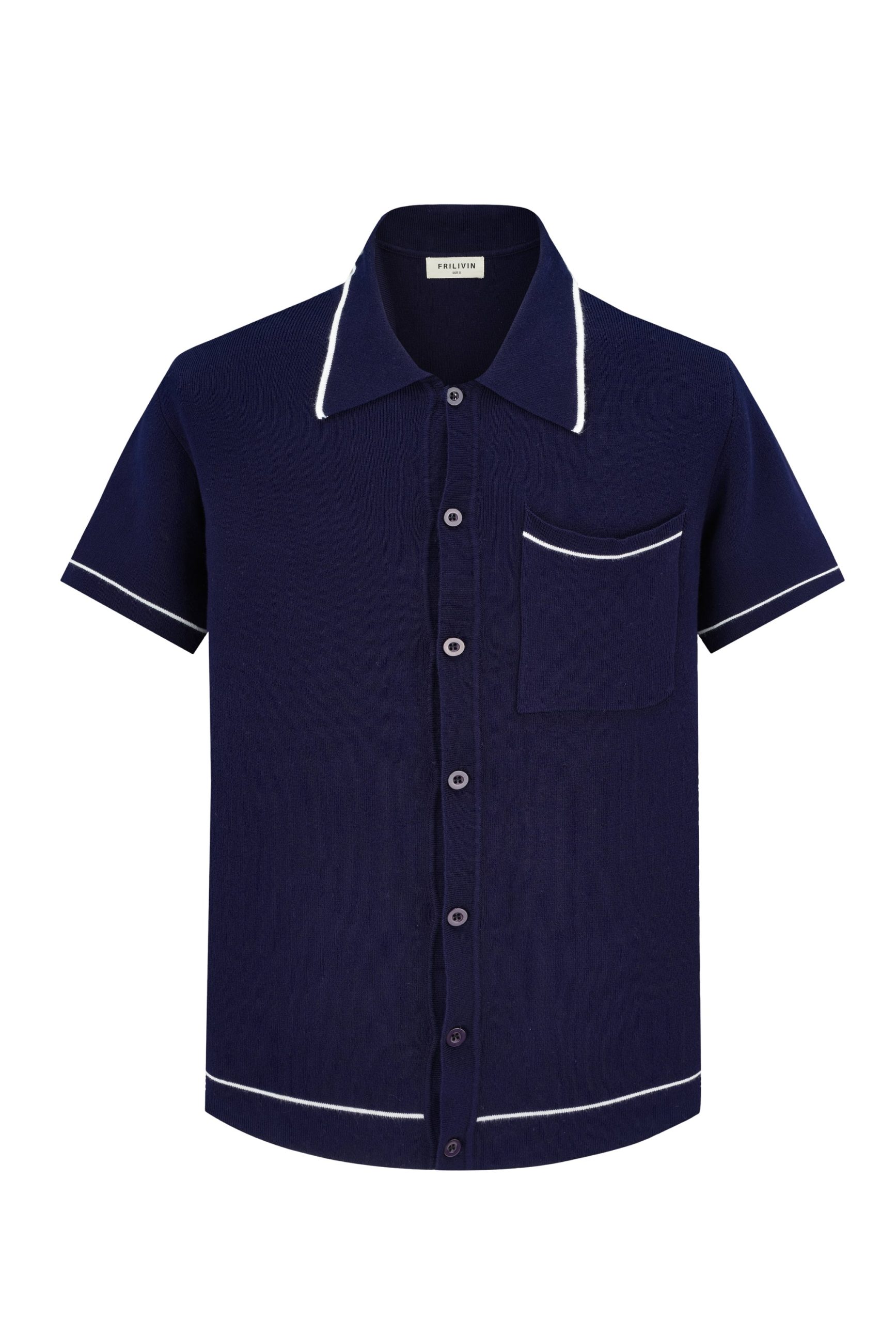 Poloshirt met knopen en contrastkraag - Afbeelding 2