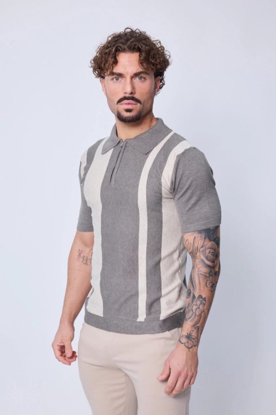 Poloshirt met rits en zijstreep