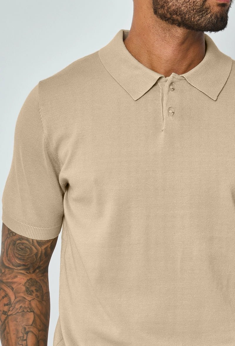 Effen gebreid poloshirt met korte mouwen en knopen