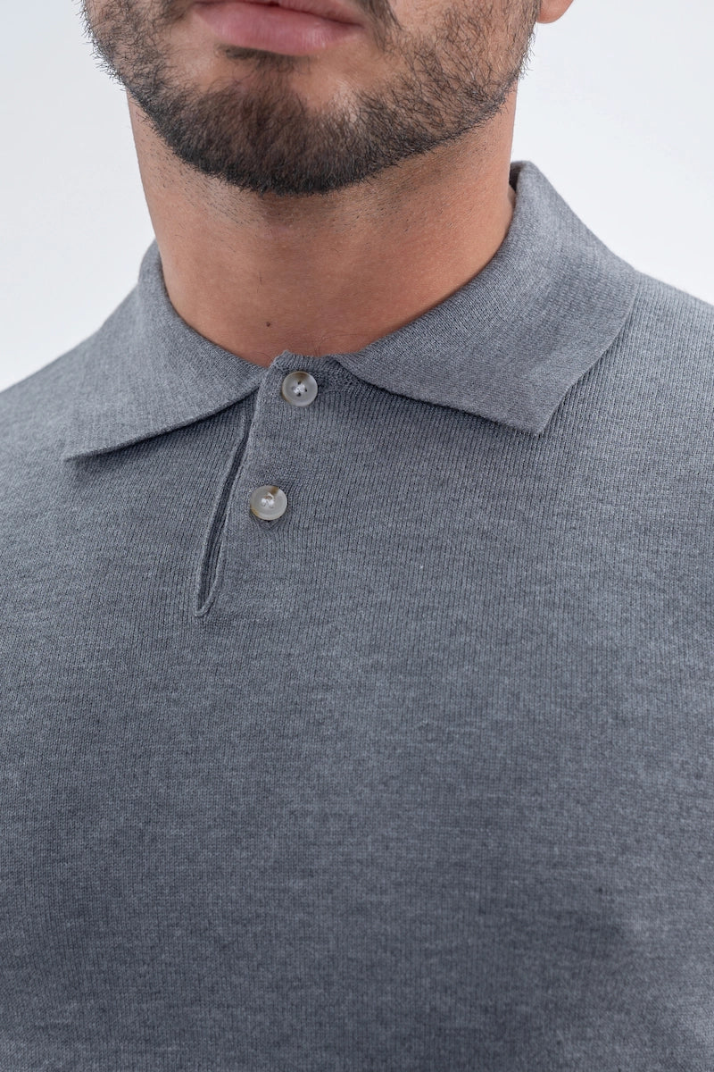 Polo boutonné manches courtes uni en maille - Afbeelding 2