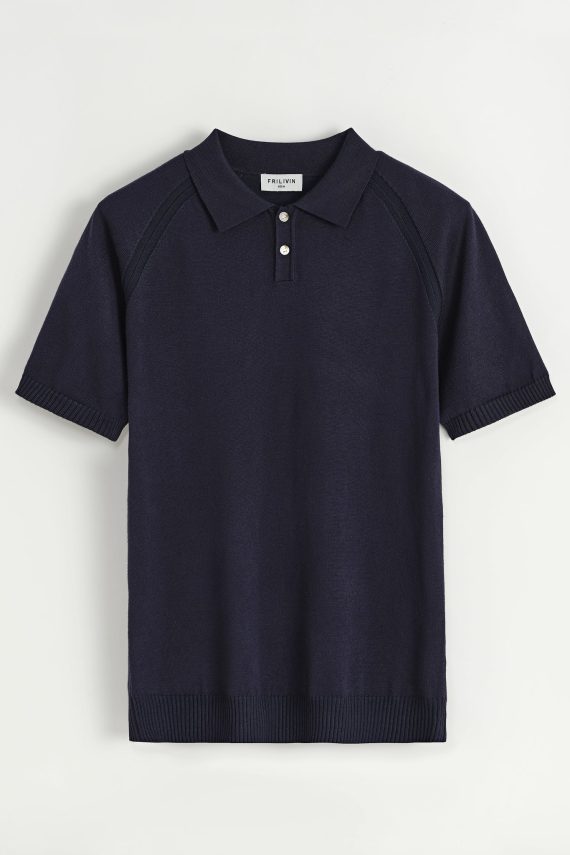 Effen gebreid poloshirt met korte mouwen