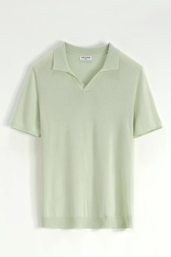 Effen gebreid poloshirt met korte mouwen