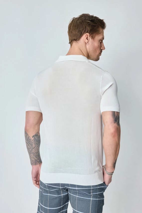 Kortmouwig gebreid poloshirt