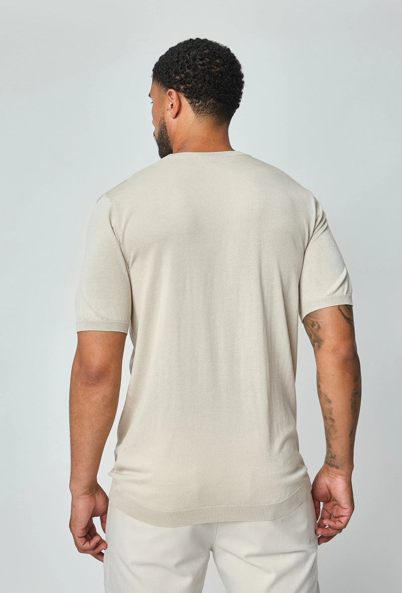 Dun, effen gebreid T-shirt met korte mouwen - Afbeelding 2