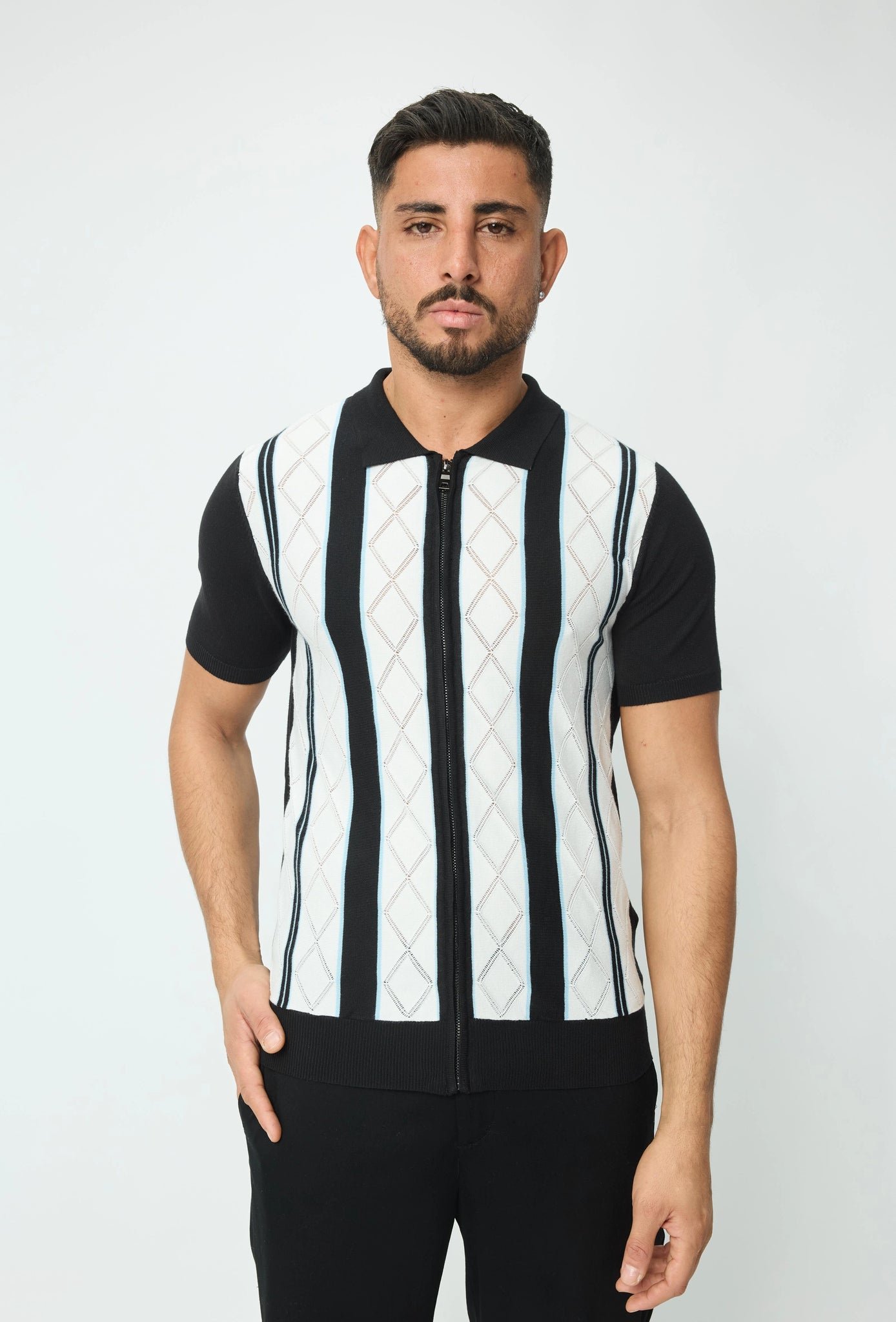 Gestreept poloshirt met korte mouwen en ritssluiting - Afbeelding 3