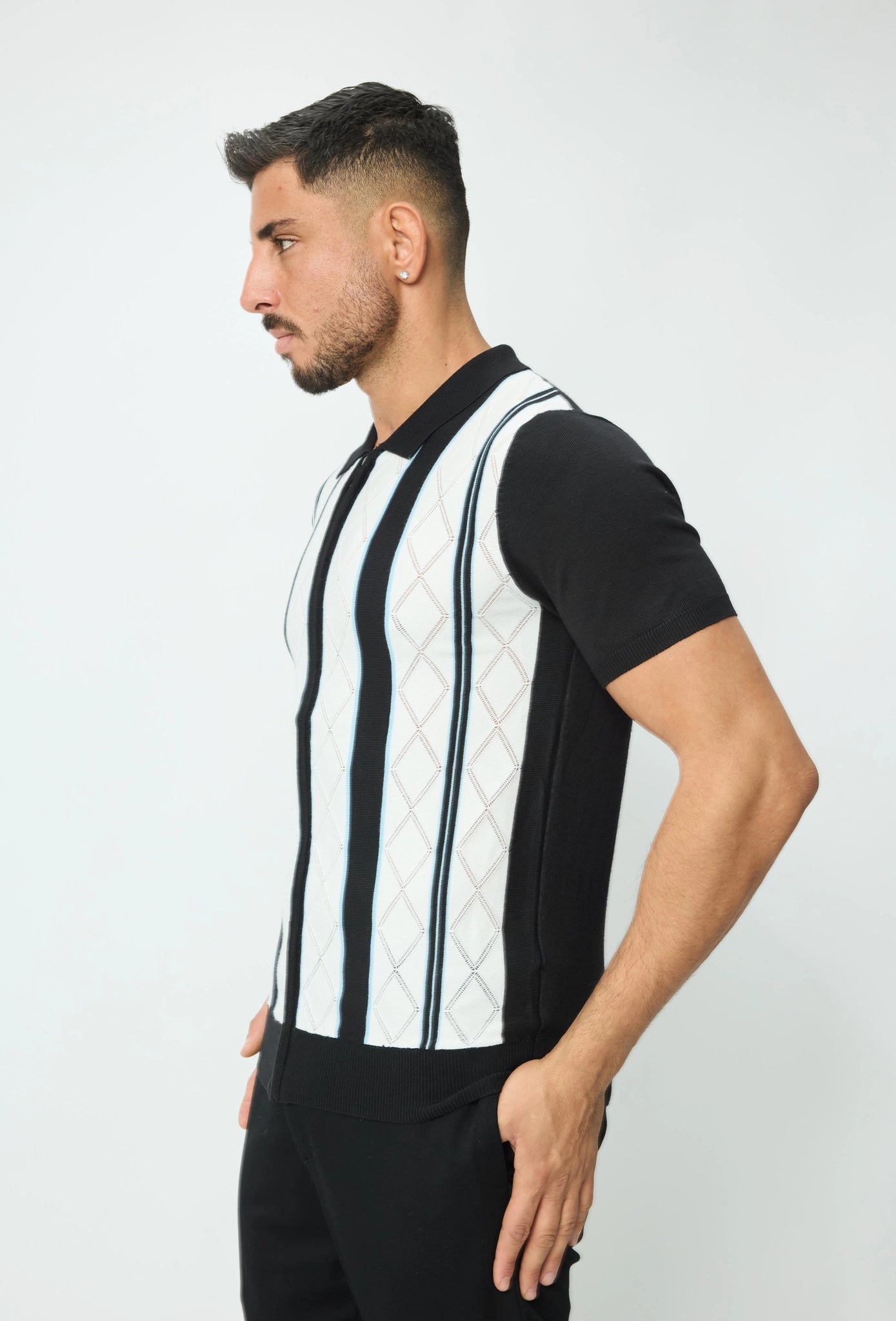 Gestreept poloshirt met korte mouwen en ritssluiting - Afbeelding 5