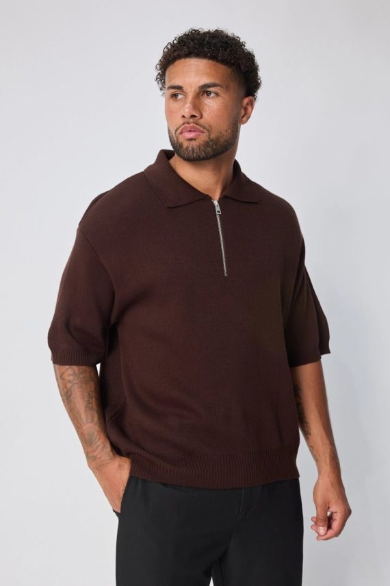 Effen poloshirt met ritssluiting