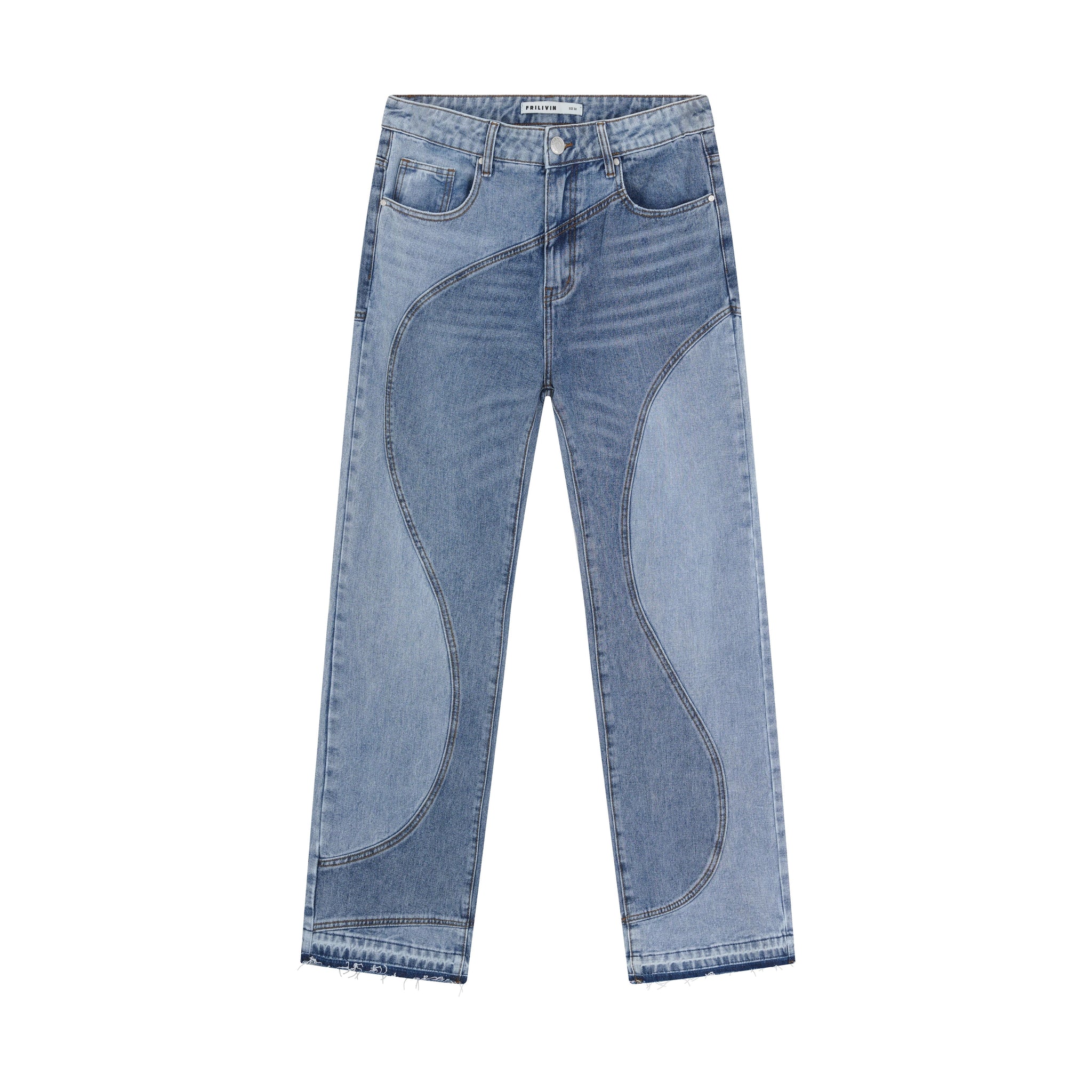 Pantalon bi-couleur en jean coupe large - Afbeelding 10