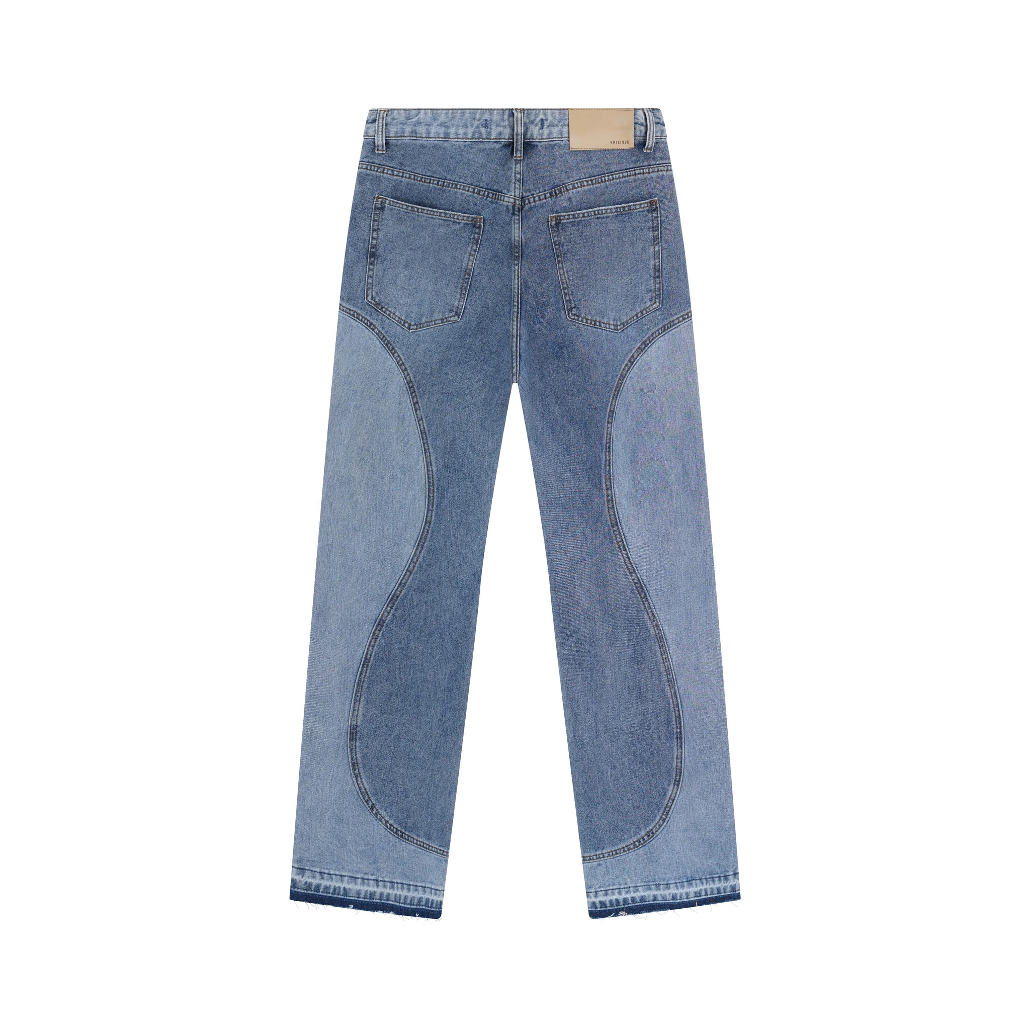 Pantalon bi-couleur en jean coupe large - Afbeelding 3