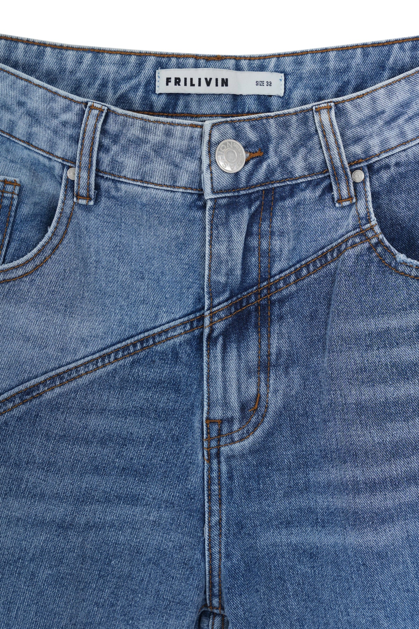 Pantalon bi-couleur en jean coupe large - Afbeelding 5