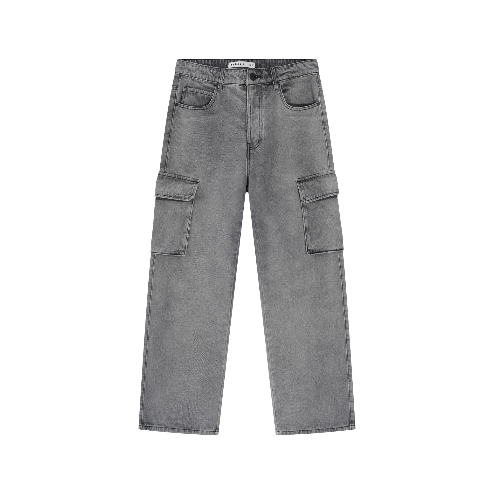 Wijde, gemêleerde denim broek - Afbeelding 2