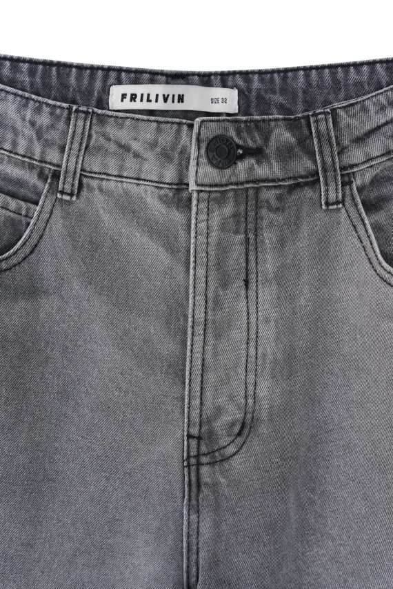 Wijde, gemêleerde denim broek