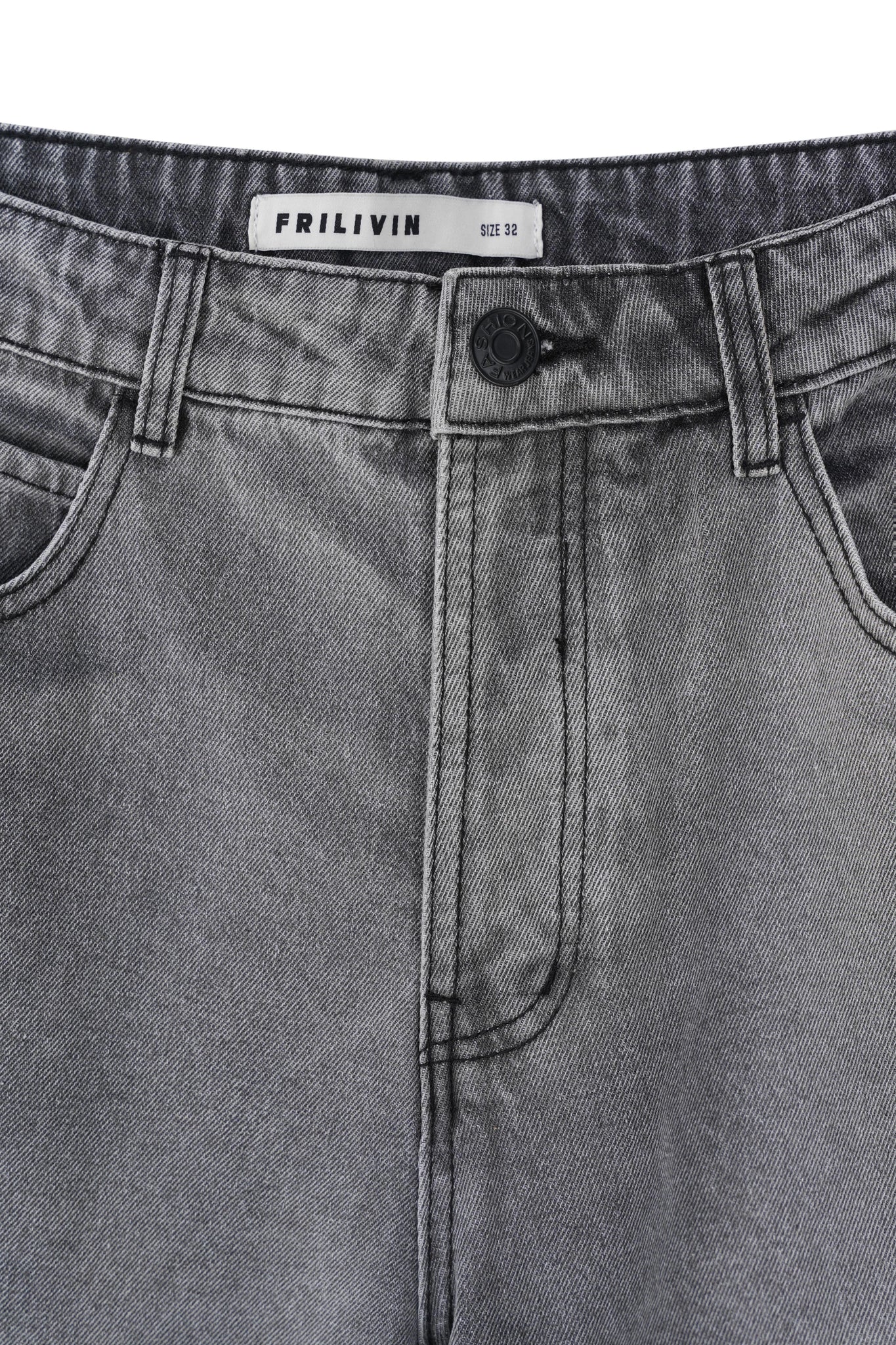 Wijde, gemêleerde denim broek