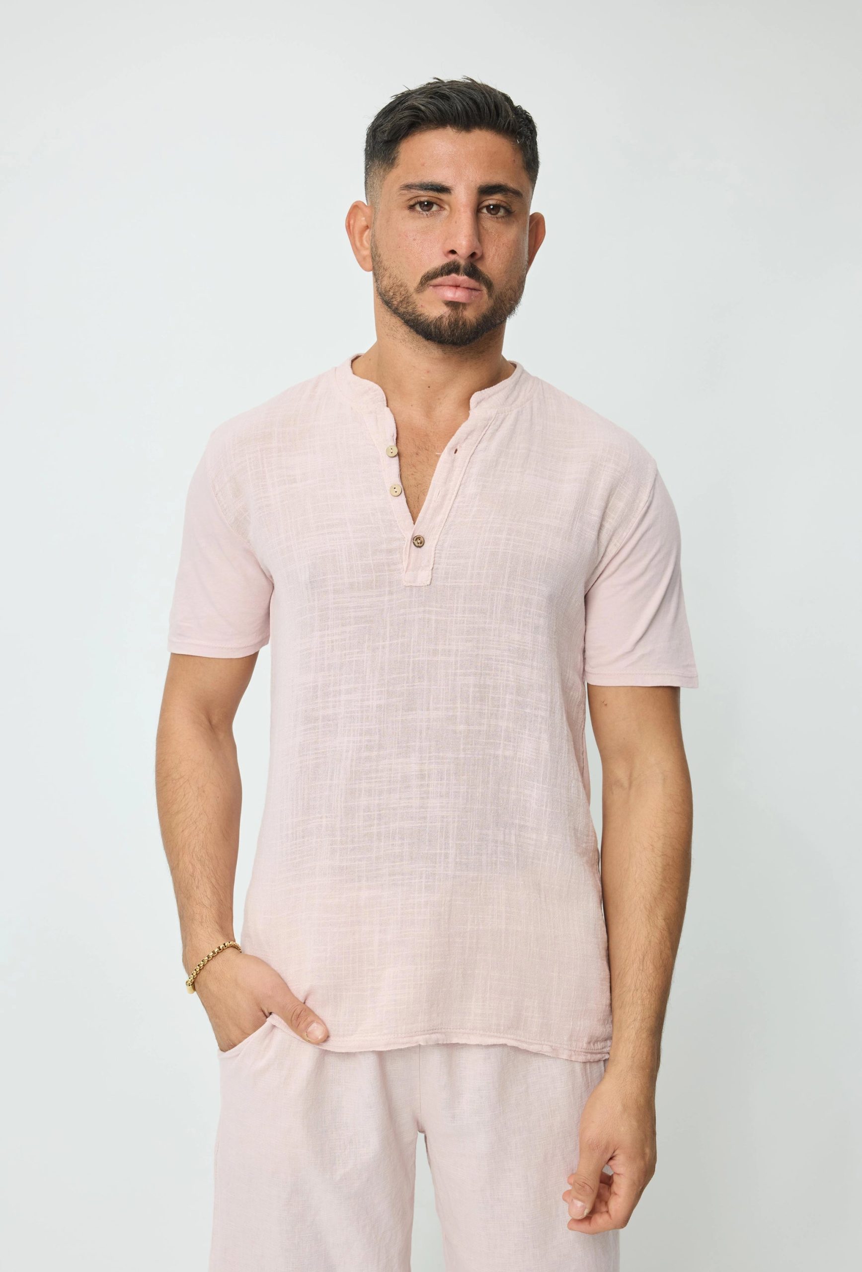 T-shirt met licht linneneffect - Afbeelding 3